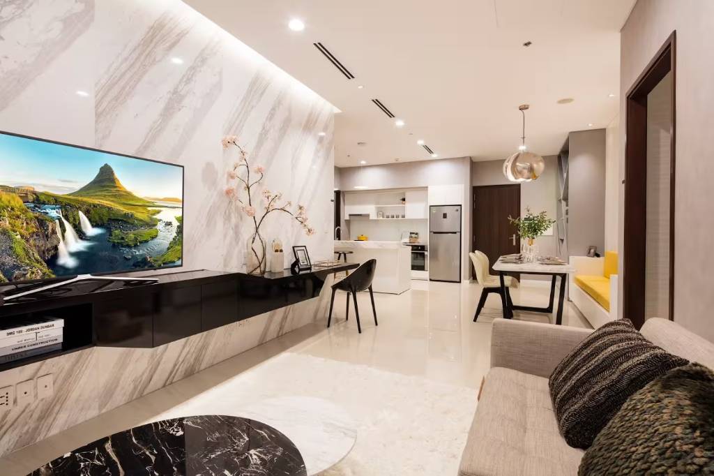 Phòng khách của căn hộ mẫu dự án IDICO Tân Phú